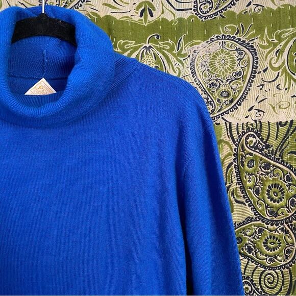 Vintage Pendleton Blue Virgin Wool Winter Ready Turtleneck Sweater Size Medium - Picture 3 of 14